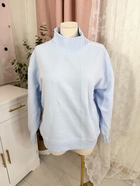 OFFLINE By Aerie Cloud Fleece Oversized Mockneck Sweatshirt EYELET BLUE  BIN#10